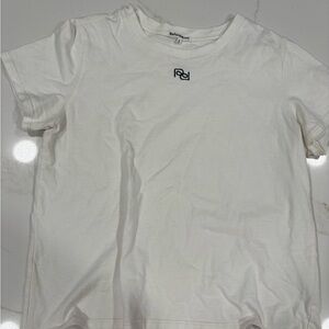 Reformation White Short-Sleeve Tee with Small Black Logo